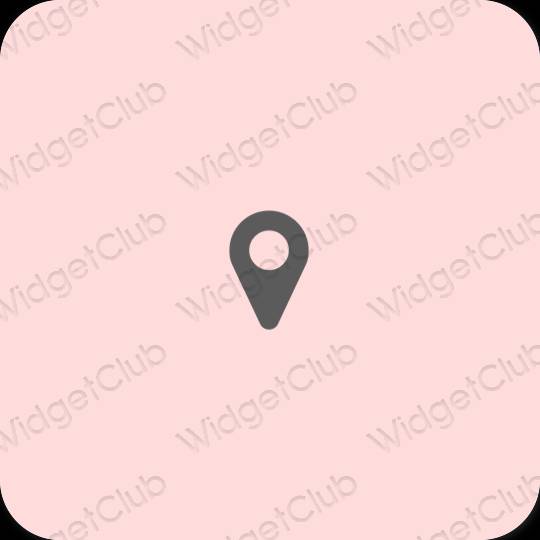 Естетичен розово Google Map икони на приложения