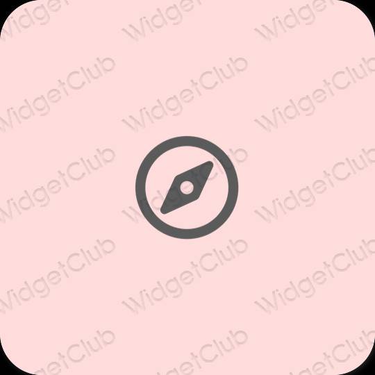 جمالي الوردي الباستيل Safari أيقونات التطبيق