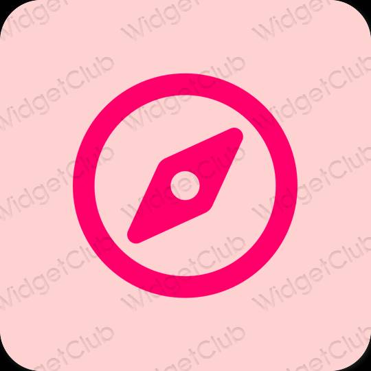 Αισθητικός ροζ Safari εικονίδια εφαρμογών