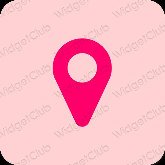 Æstetisk lyserød Google Map app ikoner