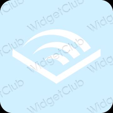 Estetik biru pastel Audible ikon aplikasi