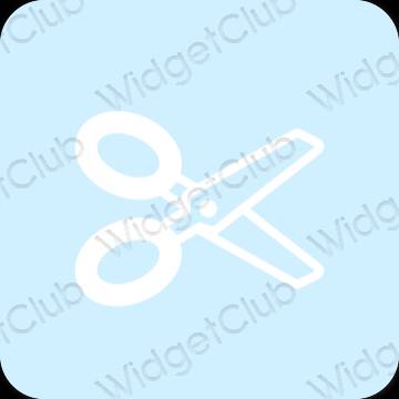 Estetisk pastellblå CapCut app ikoner