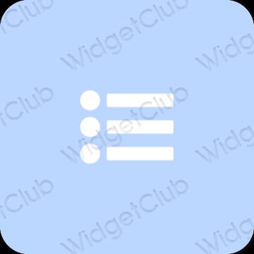 Estético azul pastel Reminders ícones de aplicativos