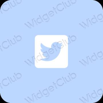 Esthétique bleu pastel Twitter icônes d'application
