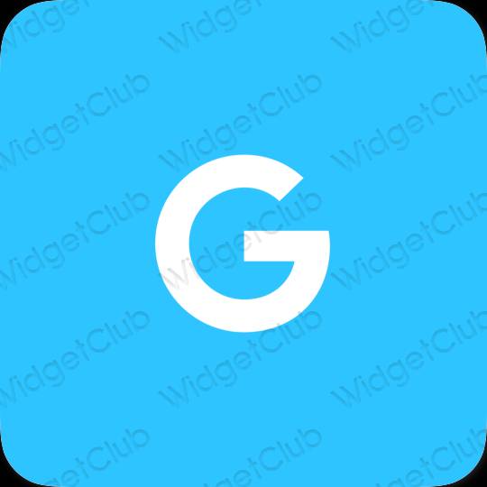Estetický neonově modré Google ikony aplikací