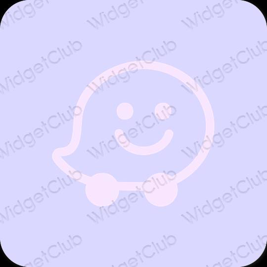 Estetinis violetinė Waze programėlių piktogramos