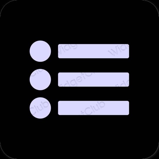 Estético Preto Reminders ícones de aplicativos