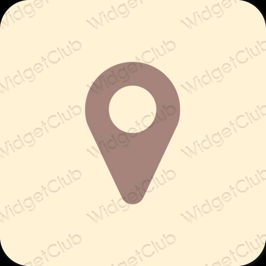 Ästhetisch Beige Map App-Symbole