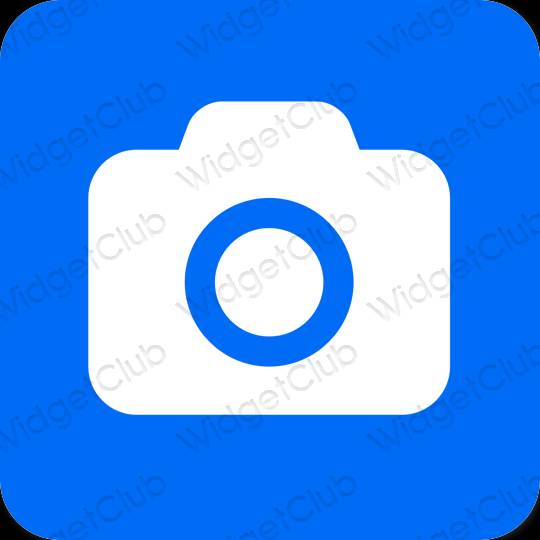 Естетски неон плава Camera иконе апликација