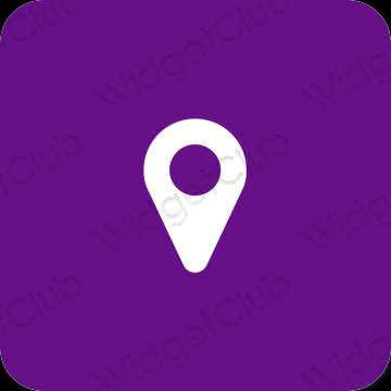 Estetik ungu Google Map ikon aplikasi