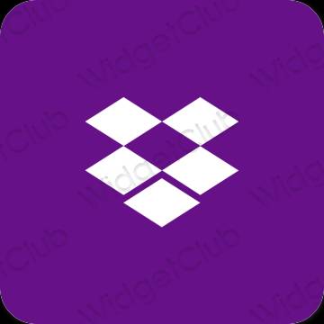 Estetyka fioletowy Dropbox ikony aplikacji
