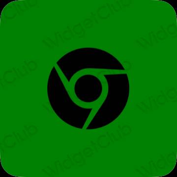 Aesthetic green Chrome app icons