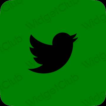 Ესთეტიური მწვანე Twitter აპლიკაციის ხატები