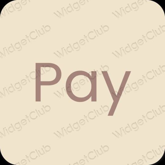 Estético beige PayPay iconos de aplicaciones