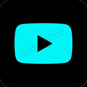 Ესთეტიური ნეონის ლურჯი Youtube აპლიკაციის ხატები