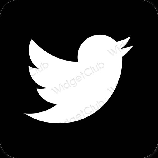 Estetyka czarny Twitter ikony aplikacji