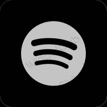 Естетичний чорний Spotify значки програм