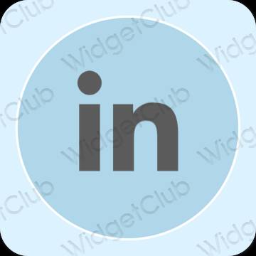 Aesthetic pastel blue Linkedin app icons