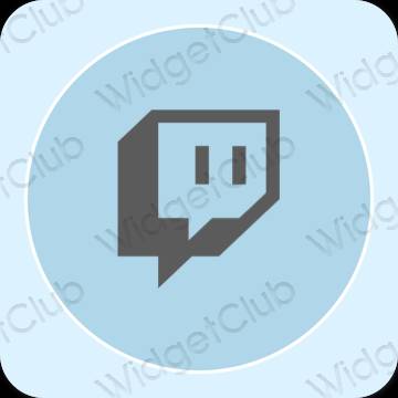 Естетски пастелно плава Twitch иконе апликација