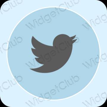 Estético azul pastel Twitter iconos de aplicaciones