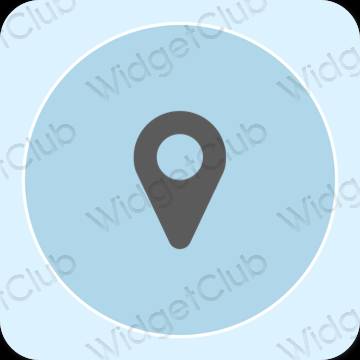 Aesthetic pastel blue Map app icons