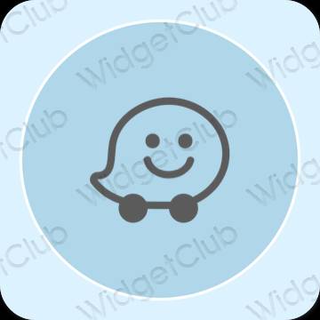 審美的 淡藍色 Waze 應用程序圖標