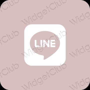 Estetis merah muda pastel LINE ikon aplikasi