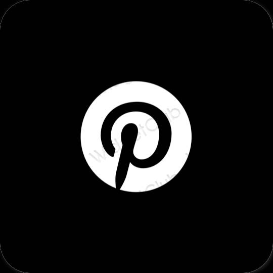 Esztétika fekete Pinterest alkalmazás ikonok