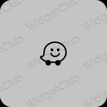 Stijlvol grijs Waze app-pictogrammen