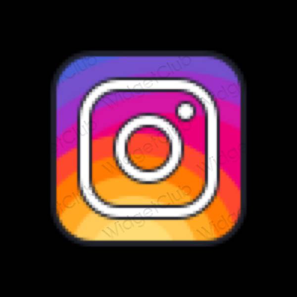 Esteetiline sinine Instagram rakenduste ikoonid