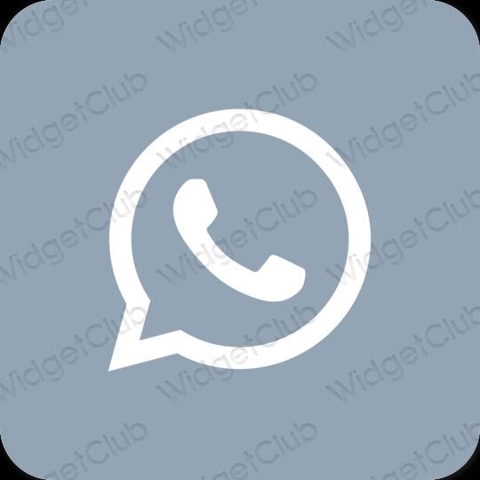 Stijlvol pastelblauw WhatsApp app-pictogrammen