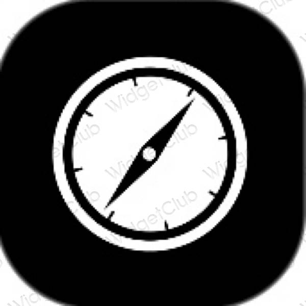 Esthétique noir Safari icônes d'application