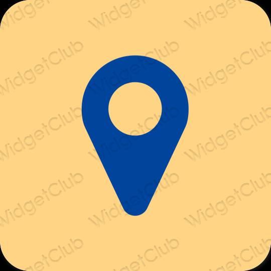 Esthétique orange Google Map icônes d'application