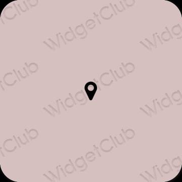 Estetsko pastelno roza Map ikone aplikacij