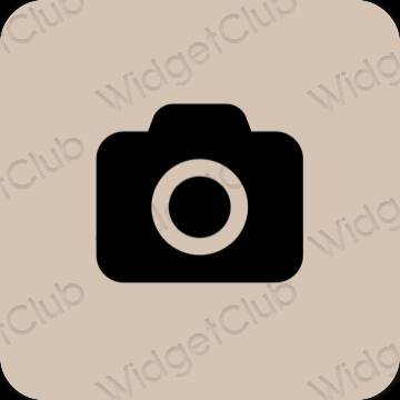 Estético beige Camera iconos de aplicaciones