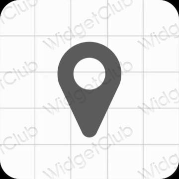 审美的 灰色的 Google Map 应用程序图标