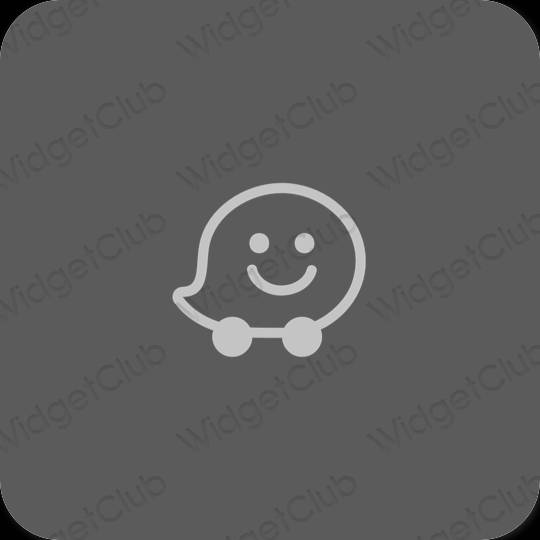 Ästhetisch grau Waze App-Symbole