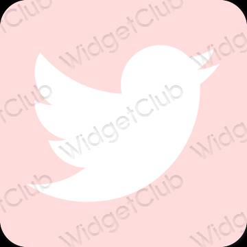 Estetic roz pastel Twitter pictogramele aplicației