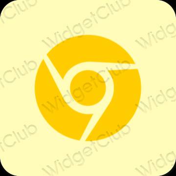 Æstetisk gul Chrome app ikoner