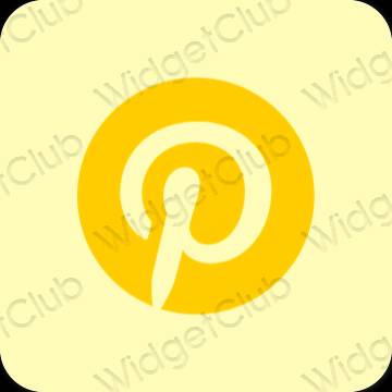 Estetik kuning Pinterest ikon aplikasi