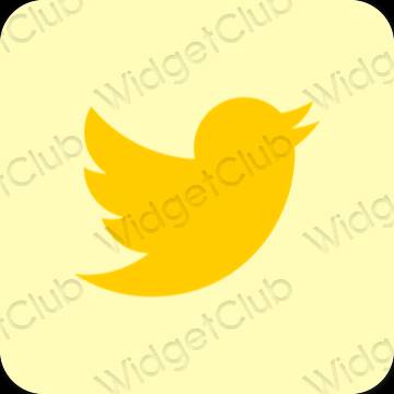Estetik kuning Twitter ikon aplikasi