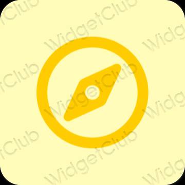 Estetické žltá Safari ikony aplikácií