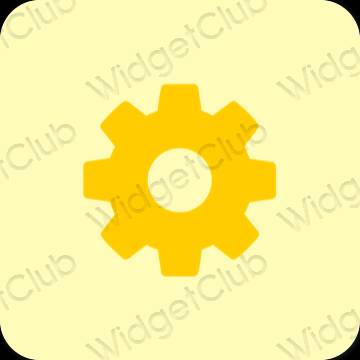 Estético amarelo Settings ícones de aplicativos