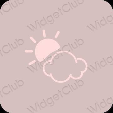 Estetyka pastelowy róż Weather ikony aplikacji