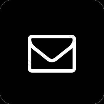 Esztétika fekete Mail alkalmazás ikonok
