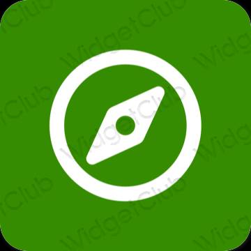 جمالي لون أخضر Safari أيقونات التطبيق