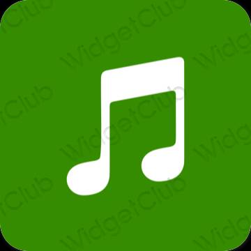Ესთეტიური მწვანე Apple Music აპლიკაციის ხატები