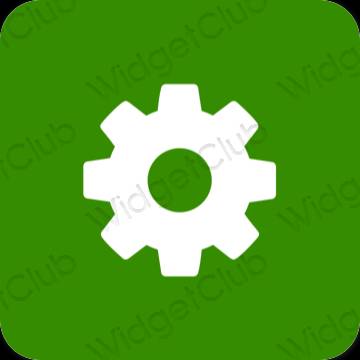 Estético verde Settings iconos de aplicaciones