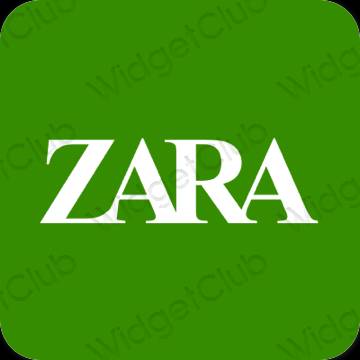 Esteetiline roheline ZARA rakenduste ikoonid