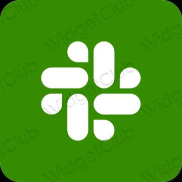 Estetické zelená Slack ikony aplikácií